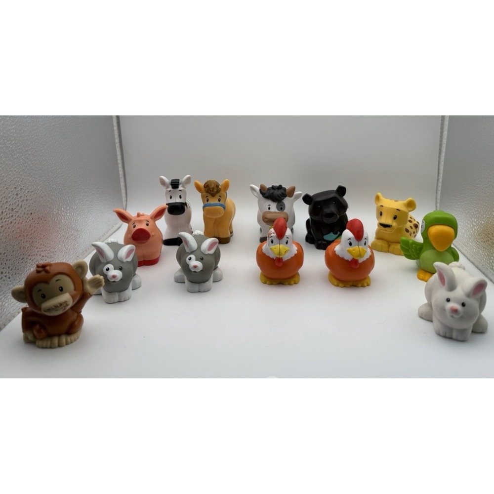 Fisher Price Little People Animal Figures Lot‎ of 13 Bear Parrot Rabbit & More!
